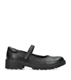 Geox Girls Black Kids Casey Logo-debossed Leather Shoes 7-10 Years In Black