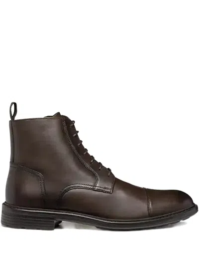 Geox Leather Lace-up Boots In Brown