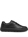 Geox Leather Logo-plaque Sneakers In Black