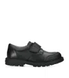 Geox Black Kids' Shaylax Boy Logo-embossed Leather Shoes Eur 27 / 9 Uk In Black