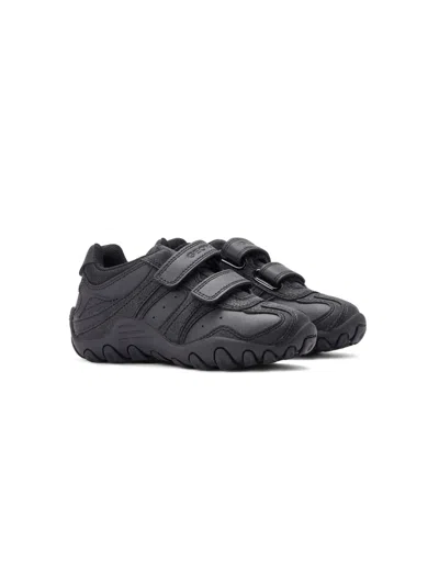 Geox Kids' Leather Trainers In Black