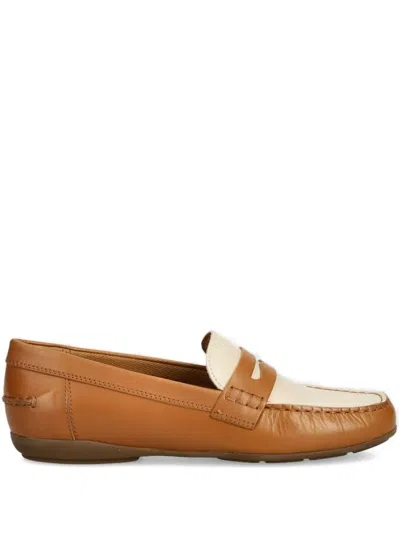 Geox Leather Two-tone Loafers In Brown