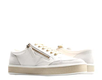 Geox Leelu Lace-up Side-zip White/gold Women's Sneakers D94ffe-08522-c1000