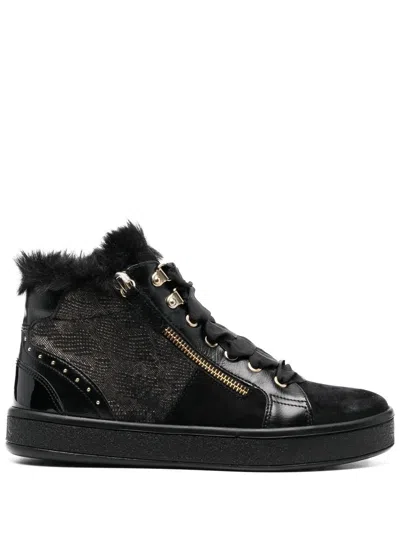 Geox Leelu Leather Ankle Boots In Black