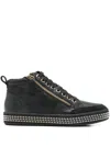 Geox Leelu Zip-up Embellished Sneakers In Black