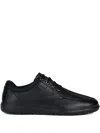 Geox Leitan Lace-up Leather Sneakers In Black