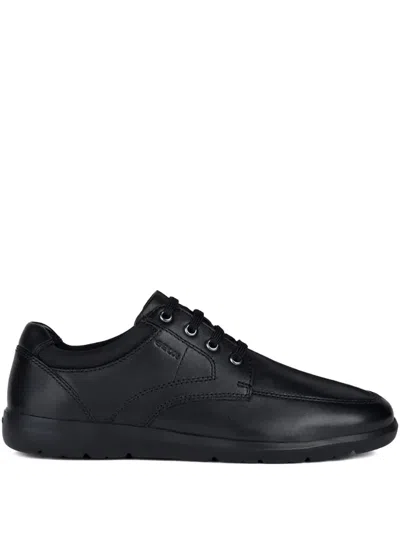 Geox Leitan Lace-up Leather Sneakers In Black