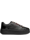 Geox Leopard-laces Leather Sneakers In Black
