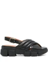 Geox Lisbona Leather Sandals In Black