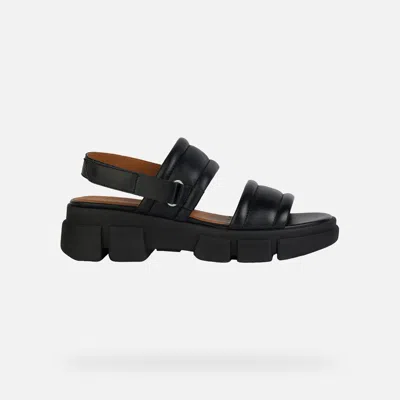 Geox Woman Sandals Black Size 8 Leather