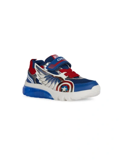 Geox Little Boy's & Boy's Iberdron Trainers In Blue Red