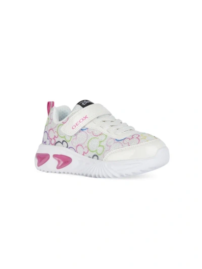 Geox Little Girl's & Girl's Assister Trainers In White Multi