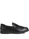 Geox Logo-detail Leather Loafers In Black