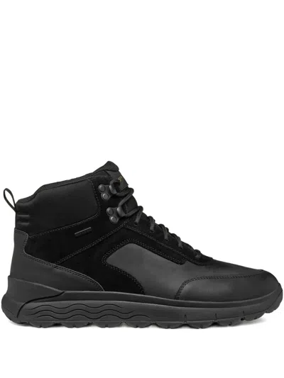 Geox Logo-plaque Sneakers In Black