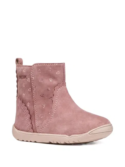 Geox Kids' Macchia Heart-pattern Scalloped Boots In Pink