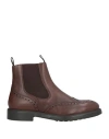 Geox Man Ankle Boots Chocolate Brown Size 9 Leather, Elastic Fibres In Brown