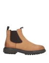 Geox Man Ankle Boots Sand Size 9 Leather, Elastic Fibres In Beige