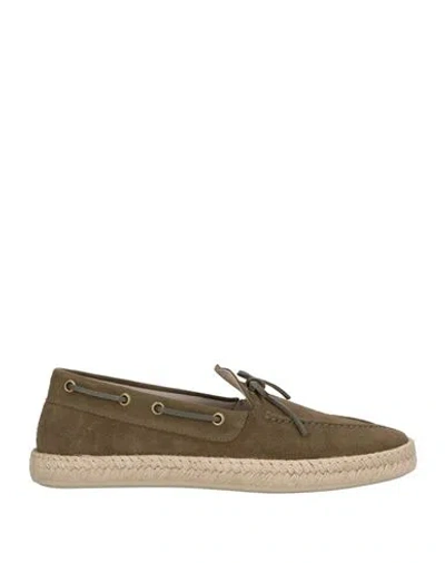 Geox Man Espadrilles Military Green Size 9 Leather