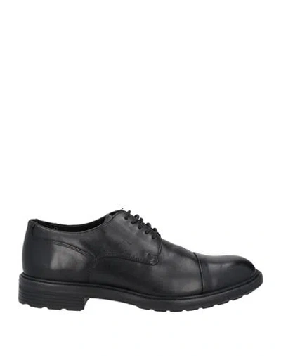 Geox Man Lace-up Shoes Black Size 9 Leather