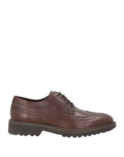 Geox Man Lace-up Shoes Dark Brown Size 9 Leather