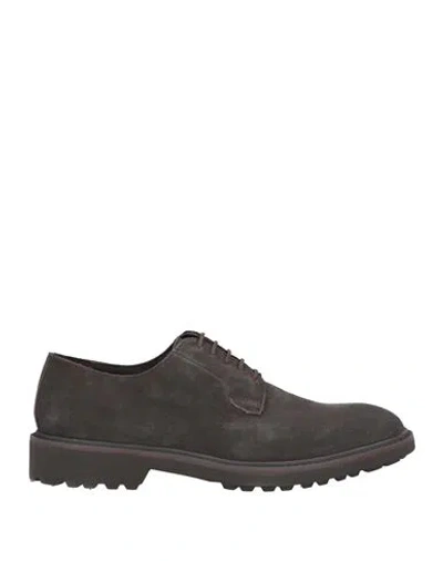 Geox Man Lace-up Shoes Lead Size 8 Leather In Grey