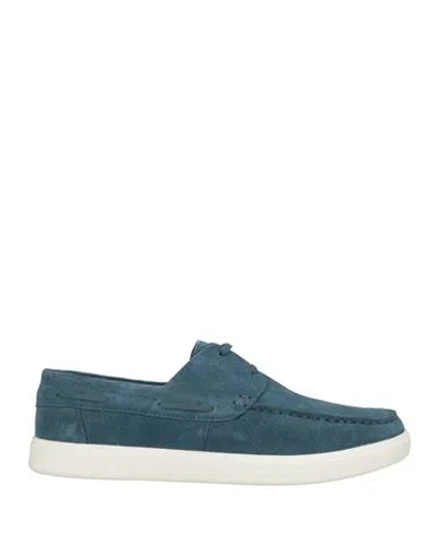 Geox Man Lace-up Shoes Slate Blue Size 9 Leather