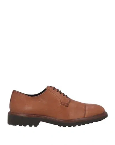 Geox Man Lace-up Shoes Tan Size 8.5 Leather In Brown