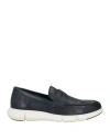Geox Man Loafers Midnight Blue Size 8 Leather In Black
