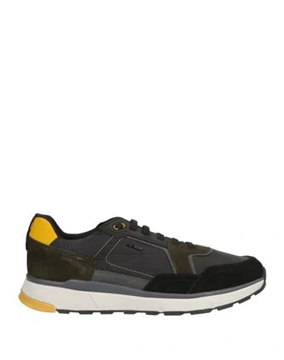 Geox Man Sneakers Black Size 11 Soft Leather, Textile Fibers