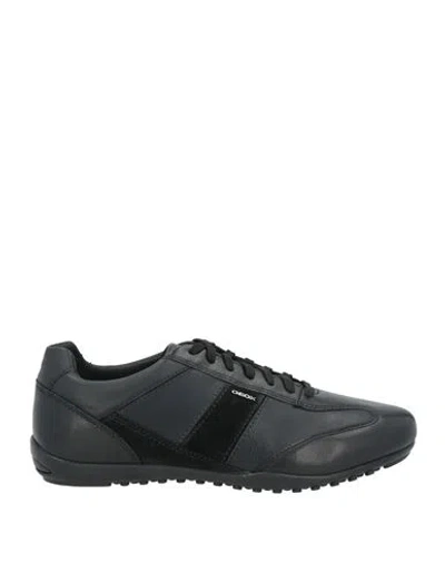 Geox Man Sneakers Black Size 8 Leather, Textile Fibers
