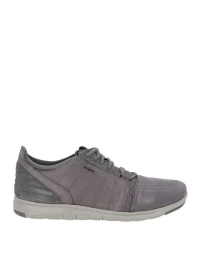 Geox Man Sneakers Grey Size 7 Leather In Gray
