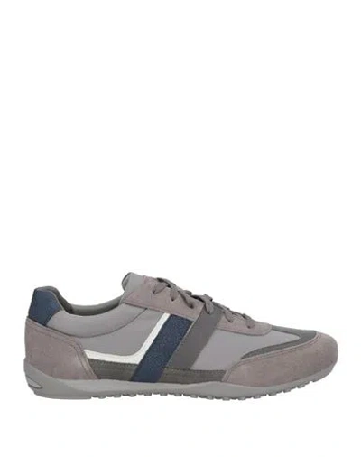 Geox Man Sneakers Grey Size 9 Leather, Textile Fibers