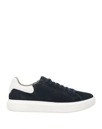 Geox Man Sneakers Midnight Blue Size 9 Leather, Textile Fibers