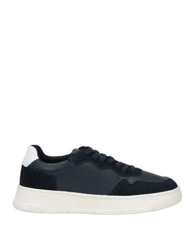Geox Man Sneakers Midnight Blue Size 9 Leather In Black