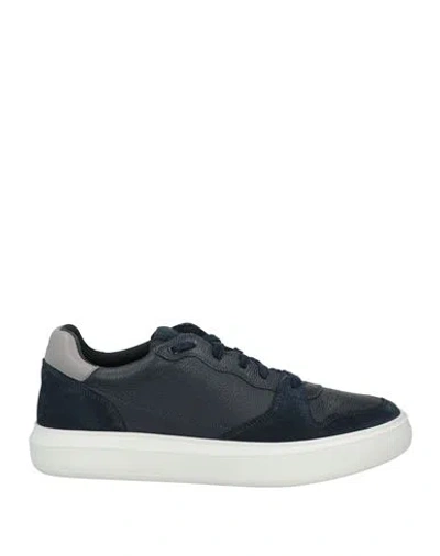 Geox Man Sneakers Midnight Blue Size 9 Leather, Textile Fibers