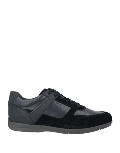 Geox Man Sneakers Midnight Blue Size 8 Leather, Textile Fibers