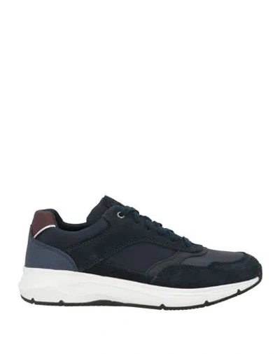 Geox Man Sneakers Midnight Blue Size 6 Leather, Textile Fibers