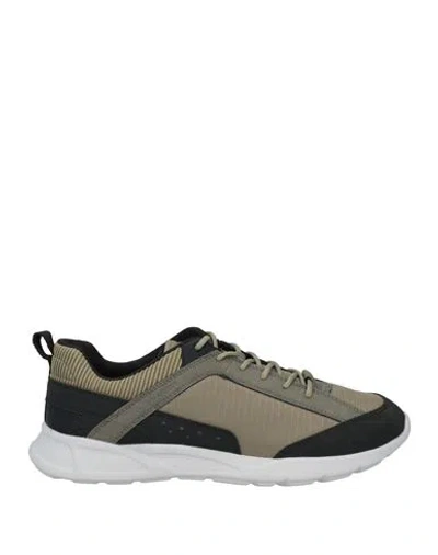 Geox Man Sneakers Military Green Size 9 Leather, Textile Fibers