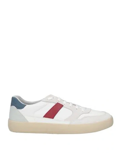 Geox Man Sneakers White Size 9 Leather, Textile Fibers