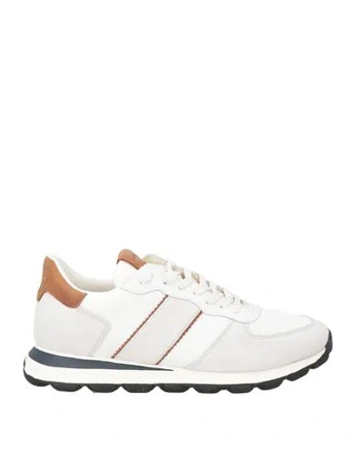 Geox Man Sneakers White Size 9 Leather, Textile Fibers