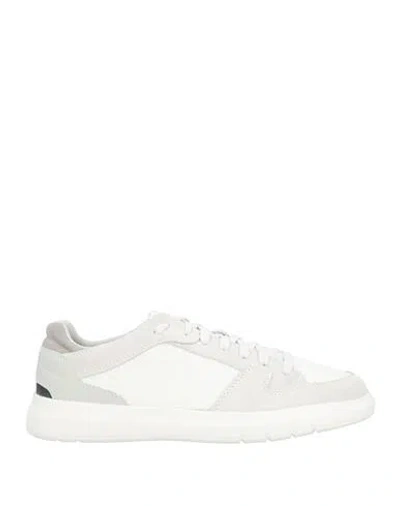 Geox Man Sneakers White Size 9 Soft Leather, Textile Fibers
