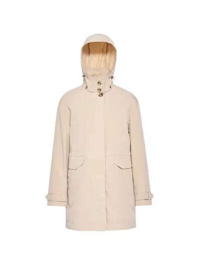Geox Mantinea Minimalist Soft Beige Hooded Jacket In Neutral