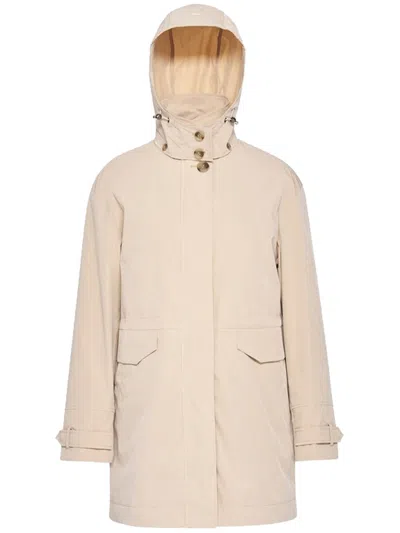 Geox Mantinea Hooded Buttoned Jacket In Neutral