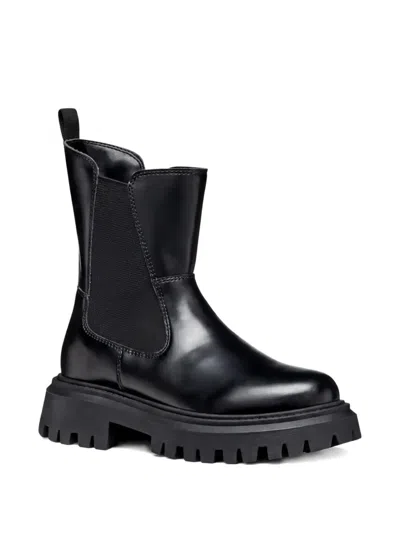 Geox Kids' Maquinnens Lug-sole Boots In Black