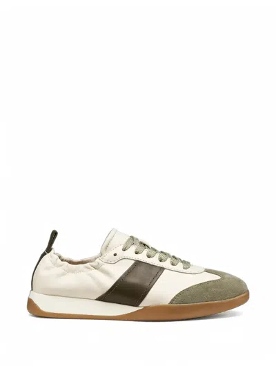 Geox Maryemy Suede-panelled Leather Sneakers In Neutral