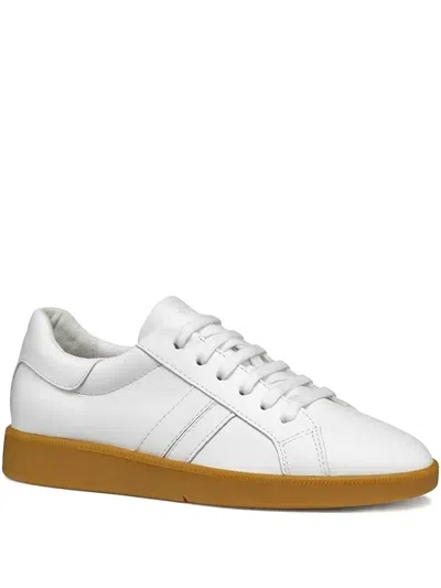 Geox Meleda Leather Lace-up Sneakers In White
