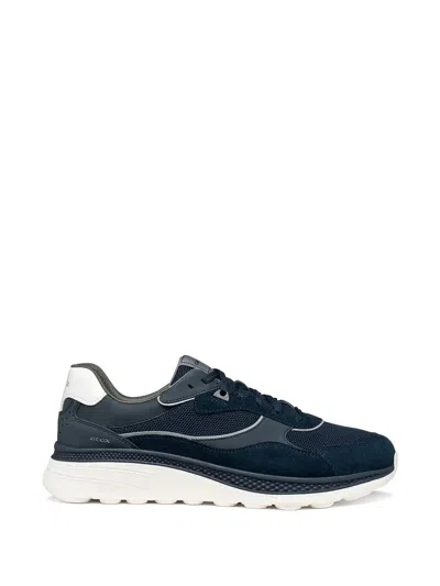 Geox Mesh Panelled Sneakers In Blue