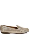 Geox Metallic-effect Penny-strap Loafers In Neutral