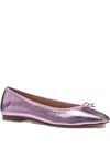 Geox Metallic-effect Snakeskin-embossed Leather Ballet Flats In Purple