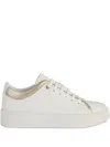 Geox Metallic-panel Lace-up Sneakers In White
